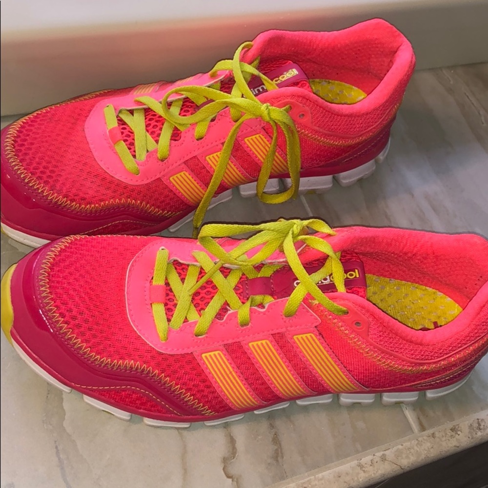Neon Pink Adidas tennis shoes
